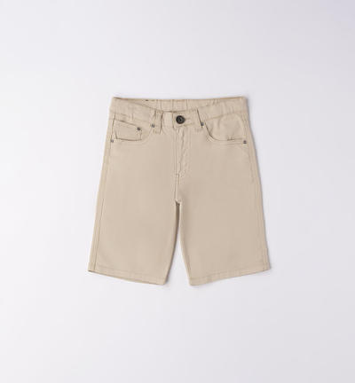 Boys' cotton shorts BEIGE