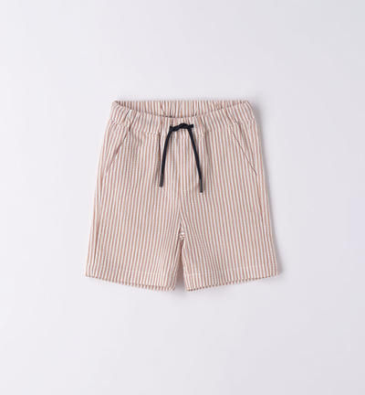 Boys' striped shorts BROWN