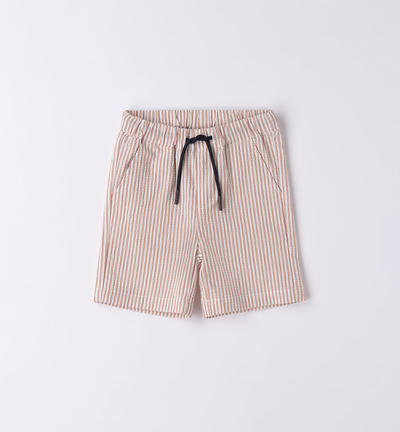 Pantalone corto rigato bambino MARRONE