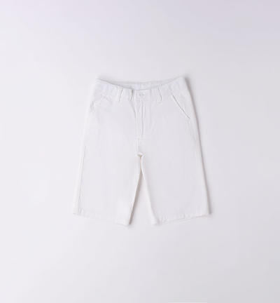Boys' slim fit shorts WHITE