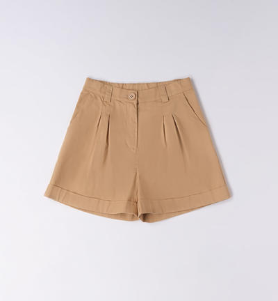 Pantalone corto vita alta ragazza BEIGE