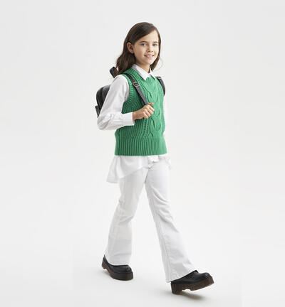 Girls' cotton trousers WHITE