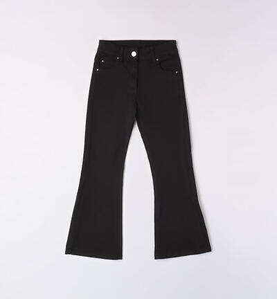 Girls' cotton trousers BLACK