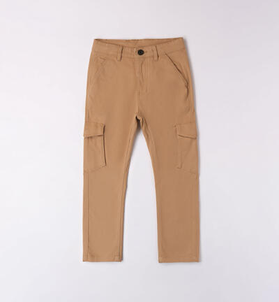 Boys' cotton trousers BEIGE