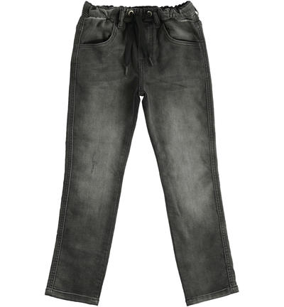 Boy's denim jersey trousers BLACK
