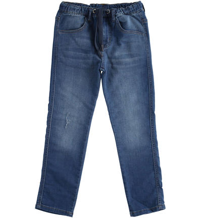 Boy's denim jersey trousers BLUE