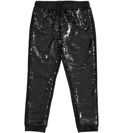 Pantalone in felpa leggera con paillettes reversibili NERO