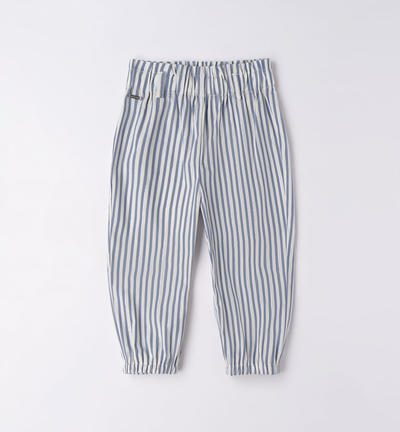 Girl's long striped trousers BLUE