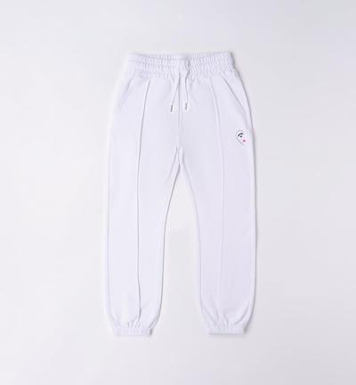 Girl's long trousers with heart design WHITE