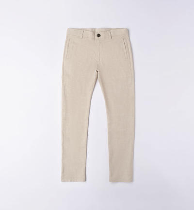 Boys' elegant long trousers BEIGE