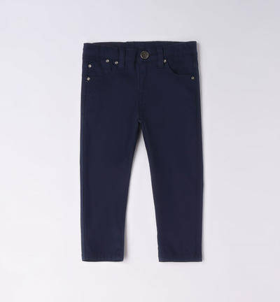 Boys' long cotton trousers BLUE
