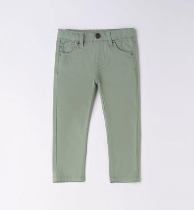 Boys' long cotton trousers GREEN