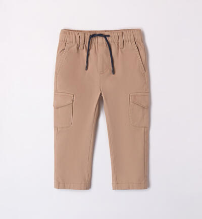 Boys' cargo trousers BEIGE