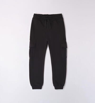 Girl's black jersey fleece trousers BLACK