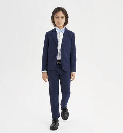 Boys' herringbone trousers BLUE