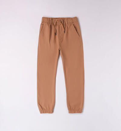 Trousers with an elasticated waistband BEIGE