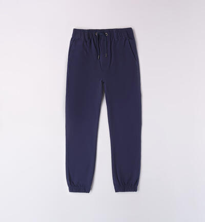 Trousers with an elasticated waistband BLUE