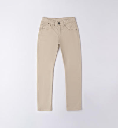 Boys' cotton trousers BEIGE