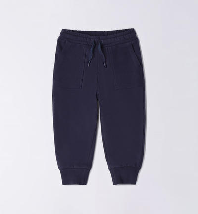 Boys' 100% cotton sporty trousers BLUE