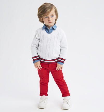 Boys' plain-coloured trousers RED