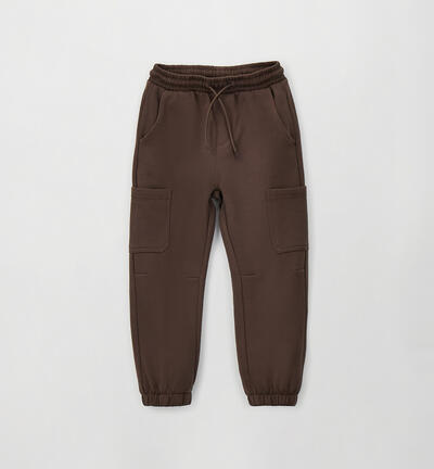 Kids' tracksuit trousers BROWN