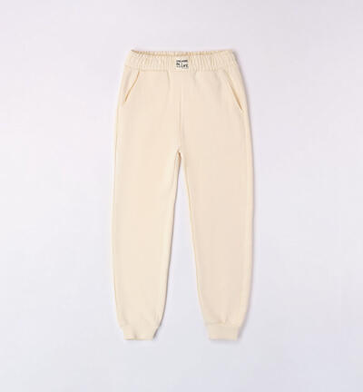 Girls' tracksuit bottoms BEIGE