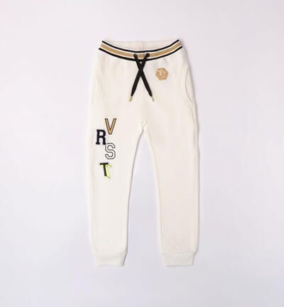 Boys' varsity tracksuit bottoms CREAM