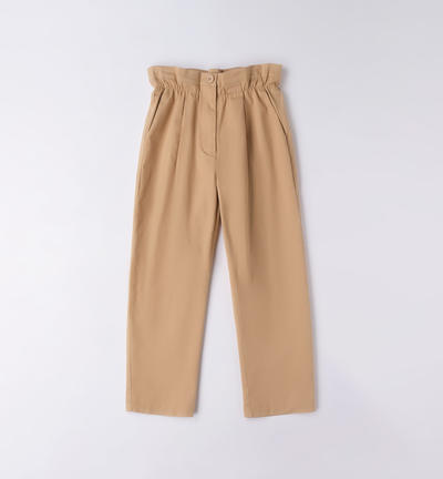 Pantalone vita arricciata ragazza BEIGE