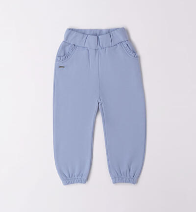 Girls' trousers with ruffles BLUE