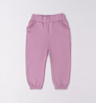 Girls' trousers with ruffles VIOLET