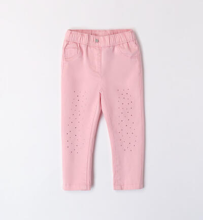 Girl's trousers with rhinestones PINK