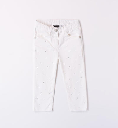 Girls' white trousers WHITE