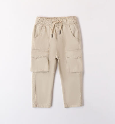 Boys' cargo trousers BEIGE