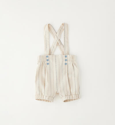 Pantaloni cerimonia neonato con bretelle BEIGE
