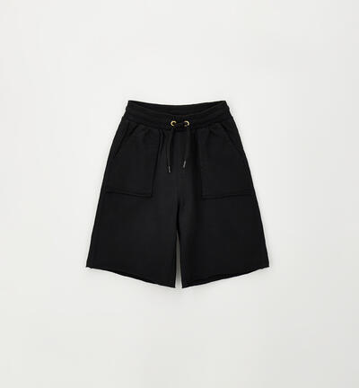Pantaloni corti ragazzo in cotone NERO