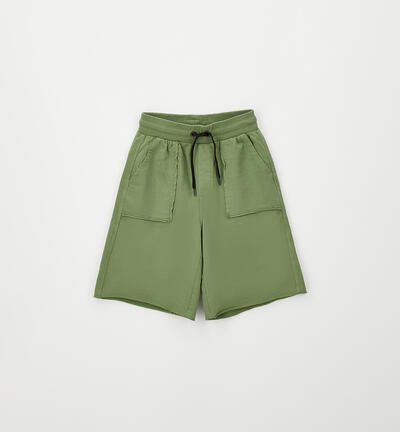 Pantaloni corti ragazzo in cotone VERDE