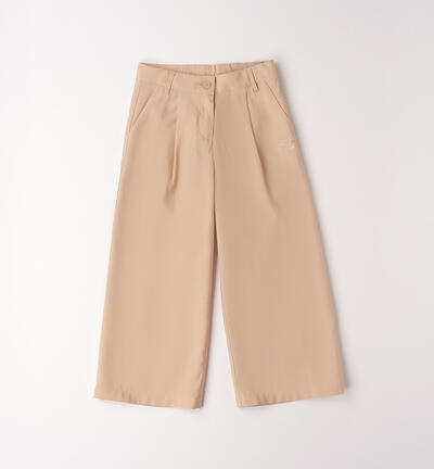 Wide-leg trousers for girls BEIGE