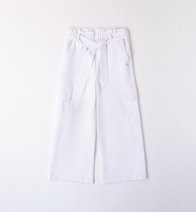 Girls' wide trousers WHITE