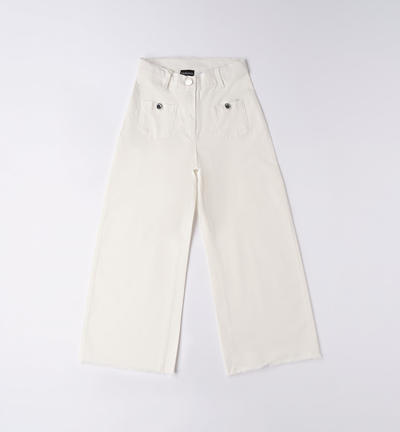 Pantaloni larghi ragazza PANNA