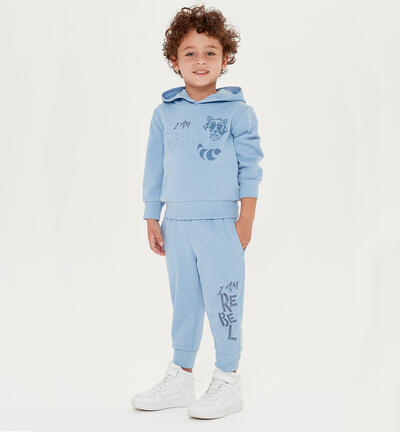 Boys' printed tracksuit bottoms LIGHT BLUE