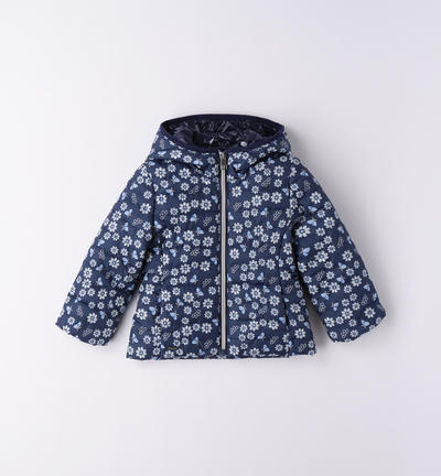 Girl's 100 gram floral padded jacket BLUE