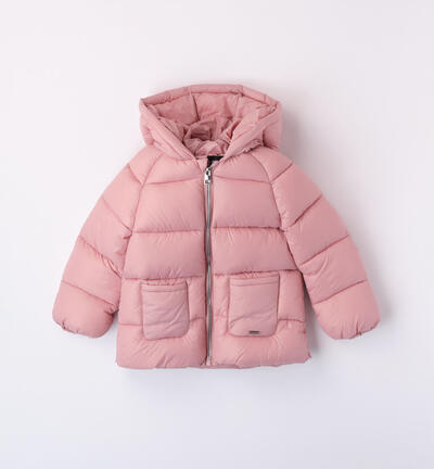 Girls' down jacket with pockets PINK