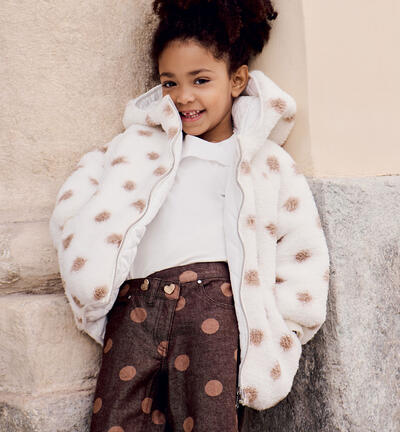 Reversible girls' down jacket CREAM