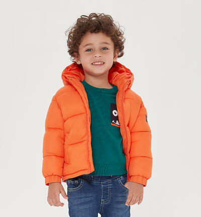 Boys' hooded down jacket ORANGE