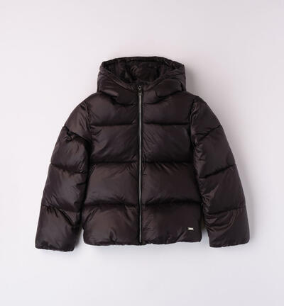 Girls' hooded padded jacket BLACK