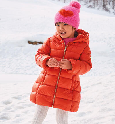 Girls' belted down jacket ORANGE