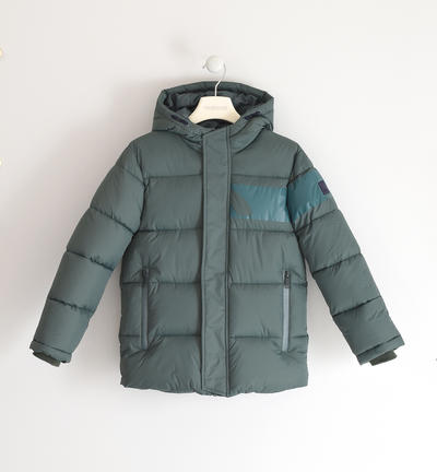 Boy's padded jacket with hood BLACK