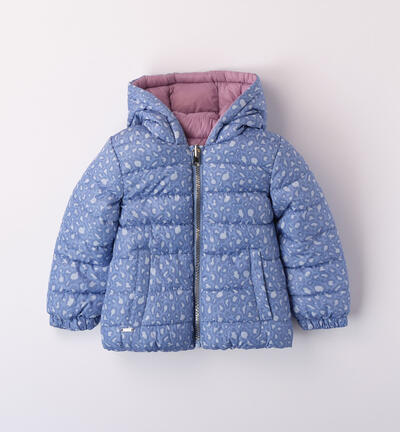 Reversible animal print down jacket LIGHT BLUE