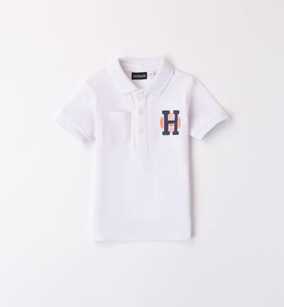 Boys' 100% cotton polo shirt WHITE