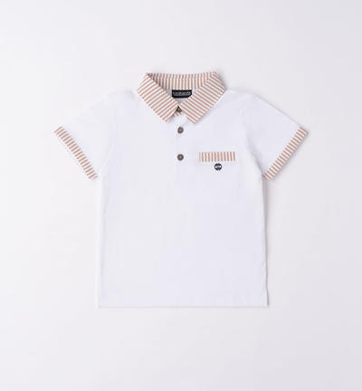 Boys' 100% cotton polo shirt WHITE